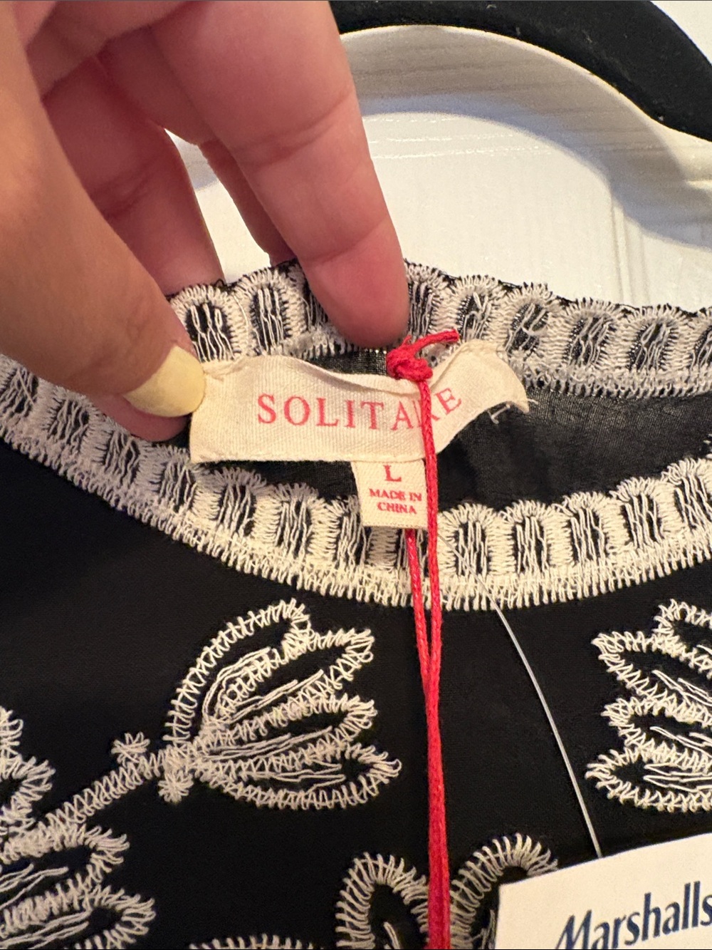 Solitaire Black Top with White Floral Embroidery - Picture 2 of 8